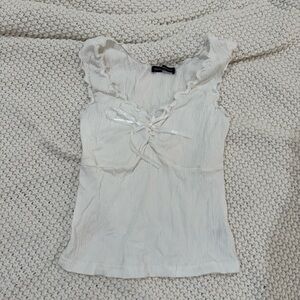 Brandy Melville Cream Ruffle Blouse